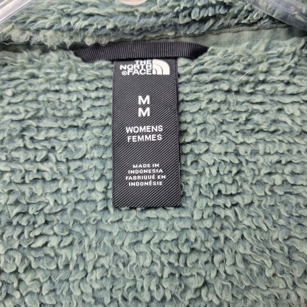 North Face Osito Jacket Women‎ Medium Green Fuzzy Fleece Teddy Full Zip Hike - Picture 8 of 15